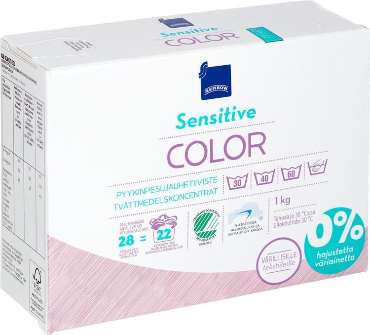 Rainbow Sensitive Color pyykinpesujauhetiiviste kirjopyykille 1kg