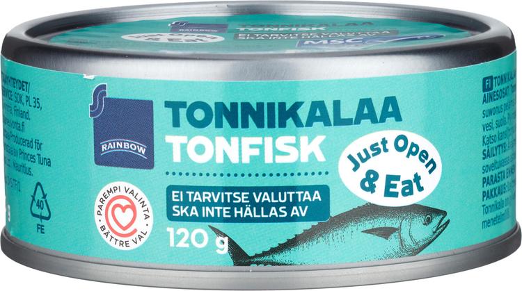 Rainbow tonnikalaa paloina MSC 120g, ei tarvitse valuttaa