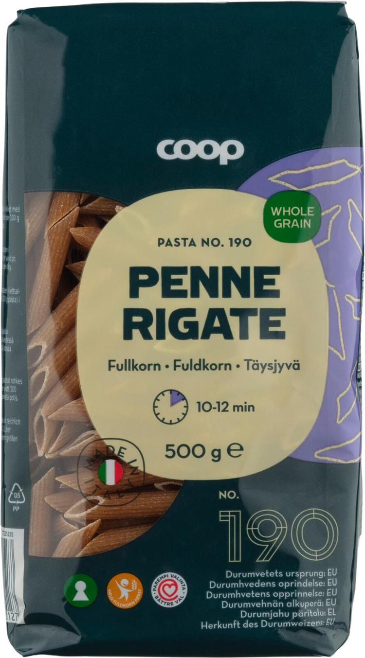 Coop Penne Rigate täysjyväpasta 500 g