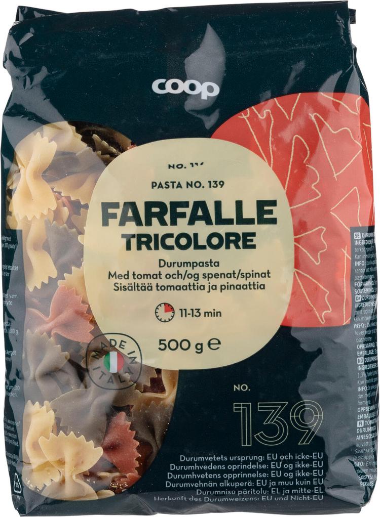 Coop Farfalle tricolore kuviopasta 500 g