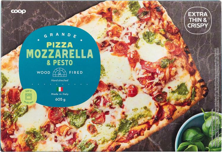 Coop Pizza Grande Mozzarella & Pesto 605 g pakaste