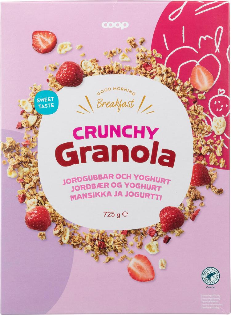 Coop crunchy granola mansikka ja jogurtti 725 g