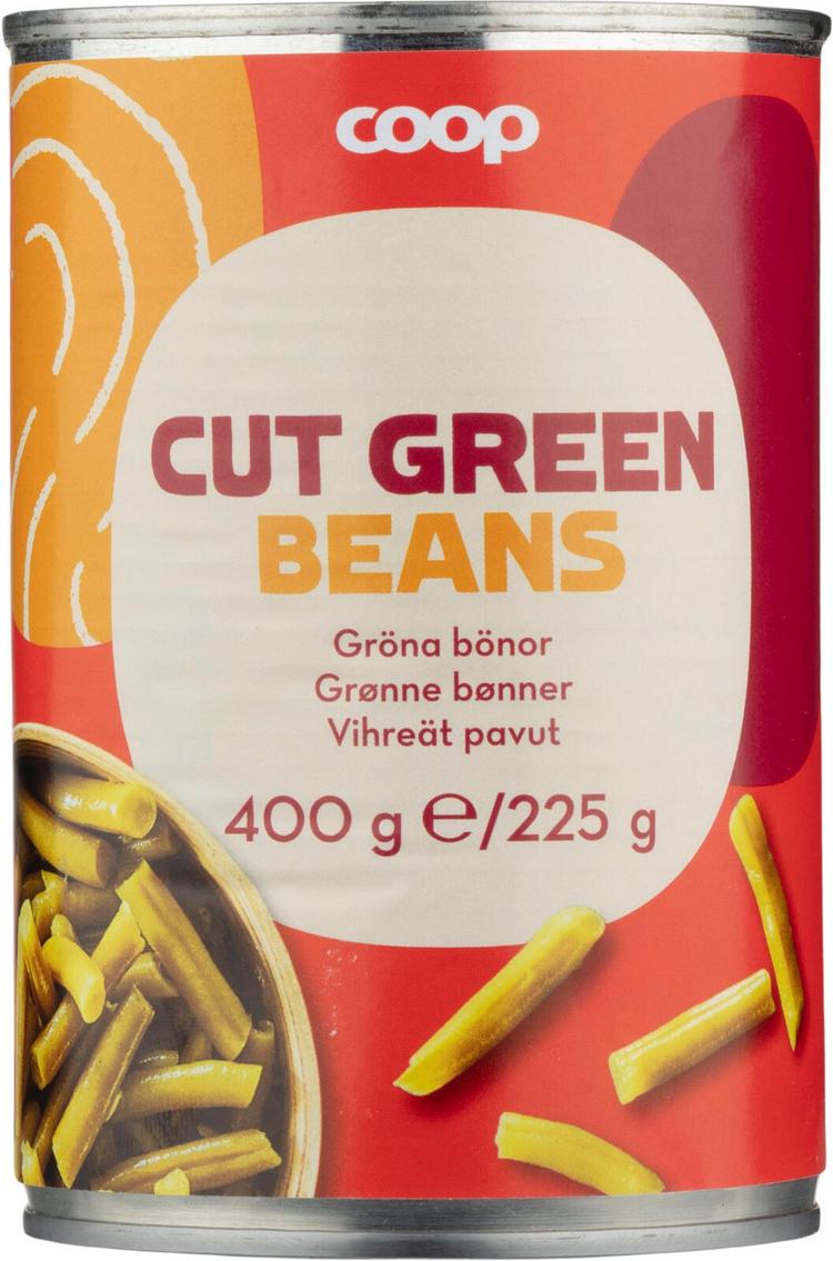 Coop leikatut vihreät pavut 400/225 g