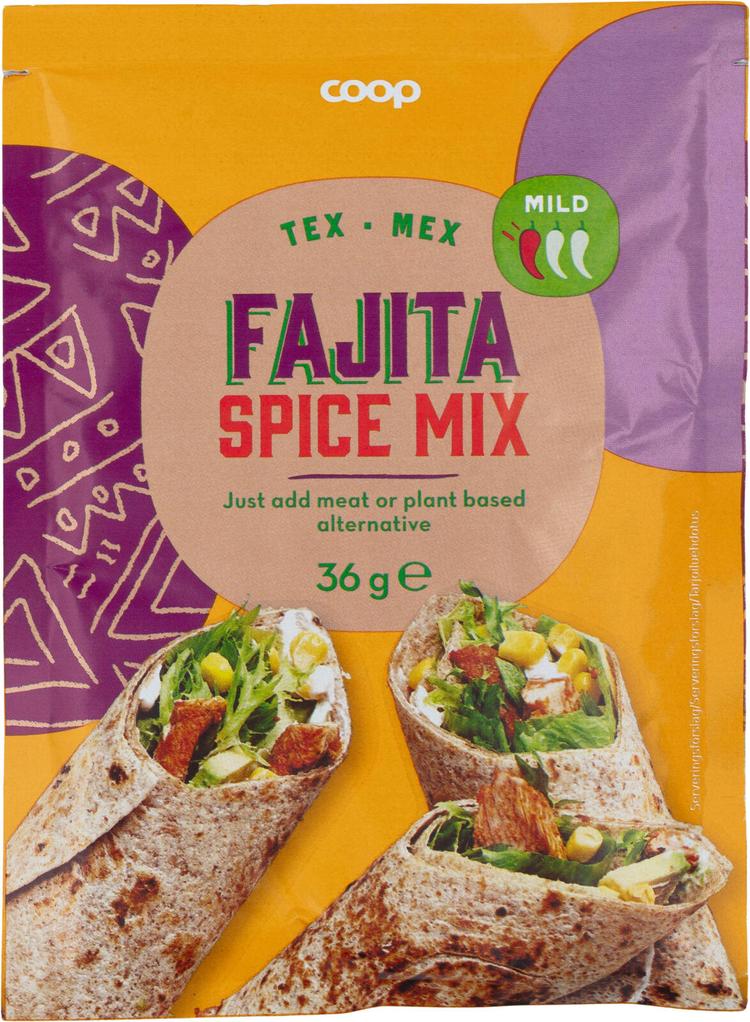 Coop fajitamausteseos mild 36 g