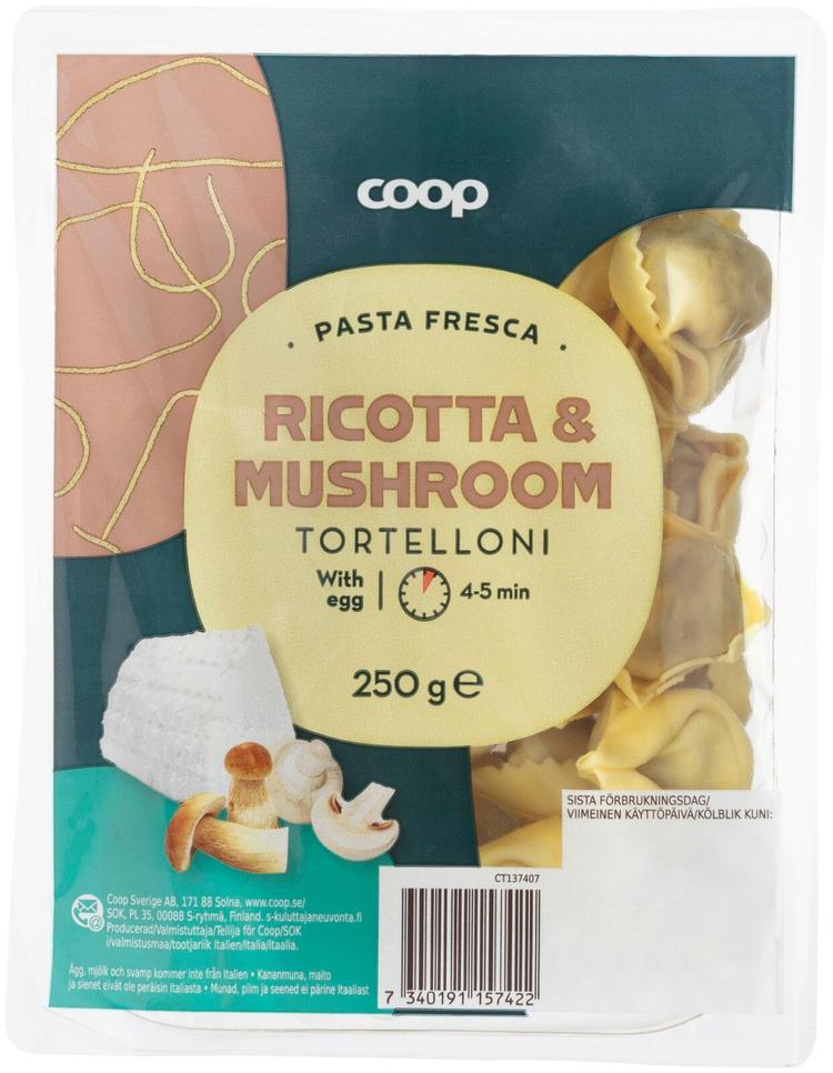 Coop Tortelloni tuorepasta ricotta & sieni 250 g