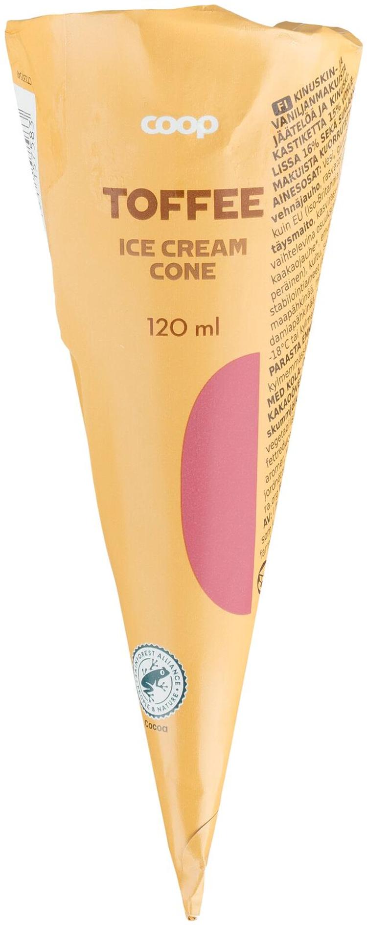 Coop jäätelötuutti toffee 120 ml/69 g