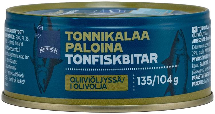 Rainbow 135/104g tonnikalaa paloina oliiviöljyssä MSC Skipjack