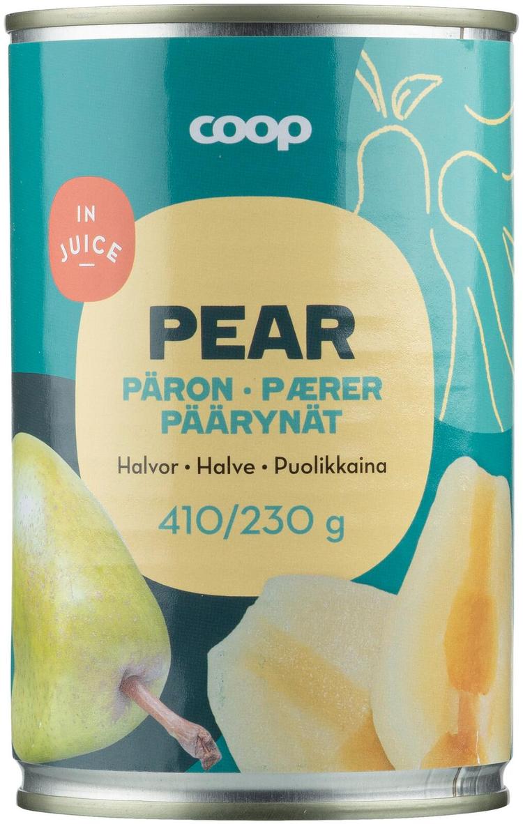 Coop päärynänpuolikkaat mehussa 410/230 g