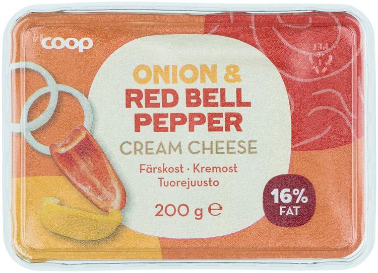 Coop tuorejuusto sipuli ja punainen paprika 200 g