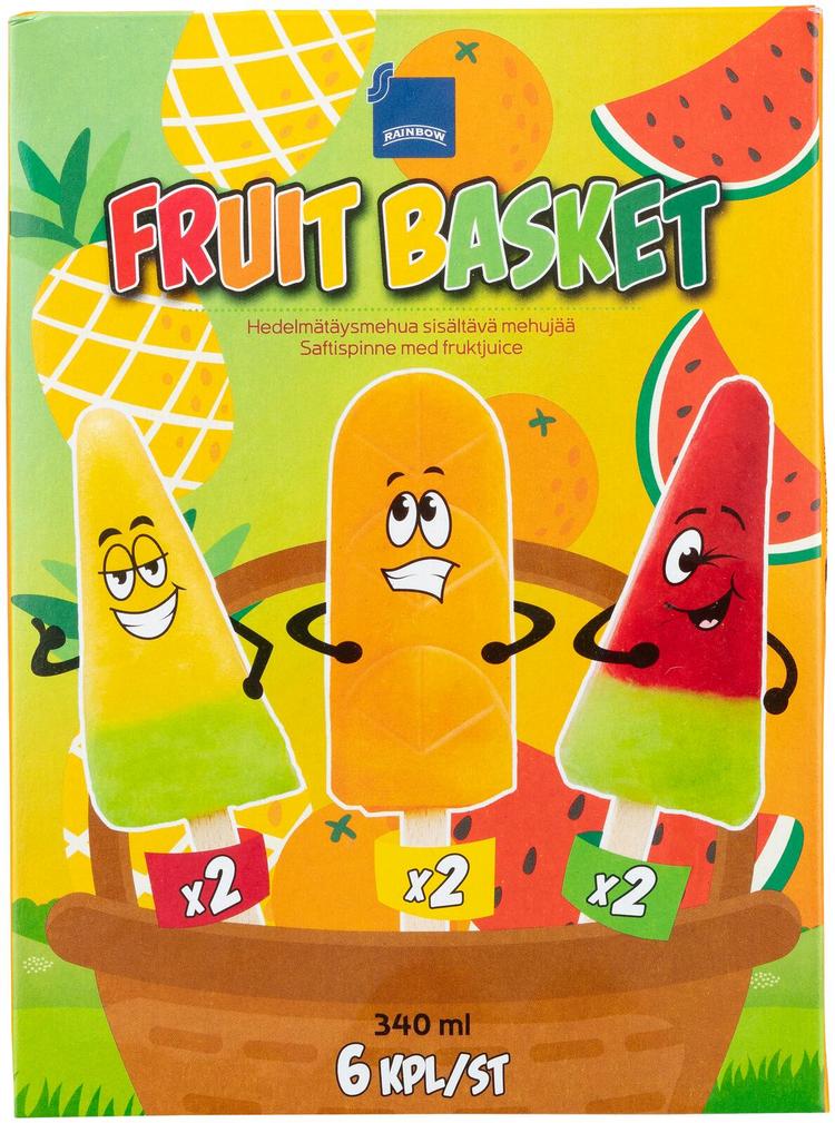 Rainbow Fruit Basket mehujää 6 kpl 340 ml