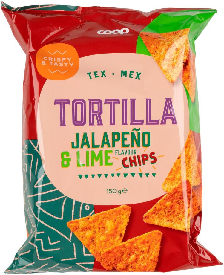 Coop tortilla chips jalapeno ja lime 150 g