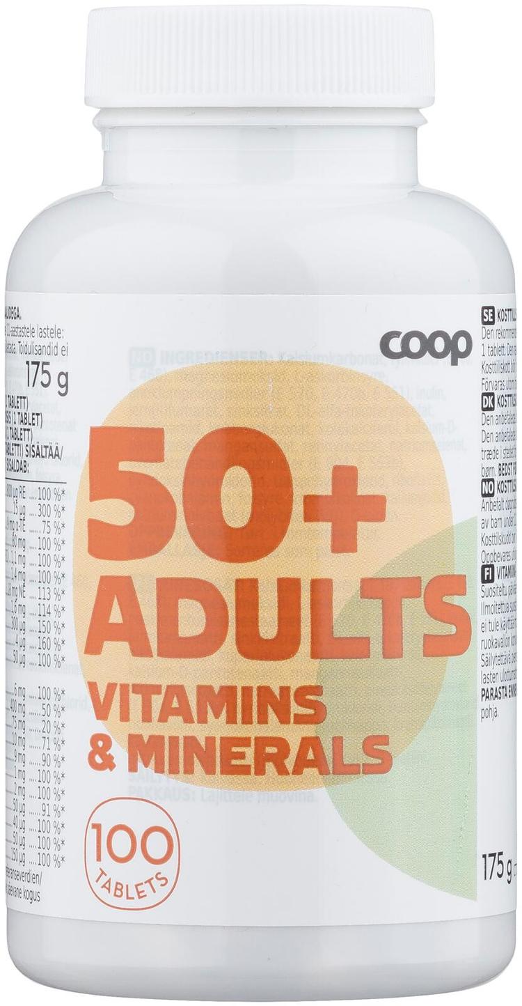 Coop 50+ vitamiini- ja kivennäisaineravintolisä 100 kpl