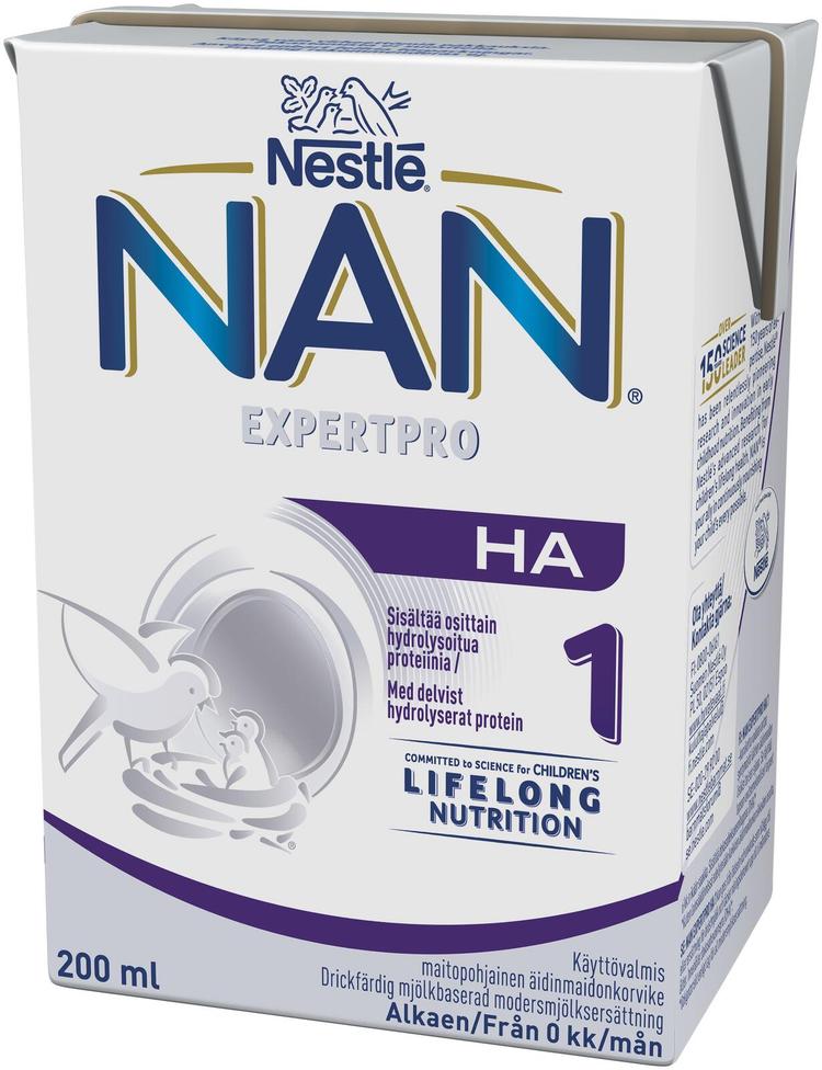 Nestlé Nan 200ml HA 1 maitopohjainen käyttövalmis äidinmaidonkorvike