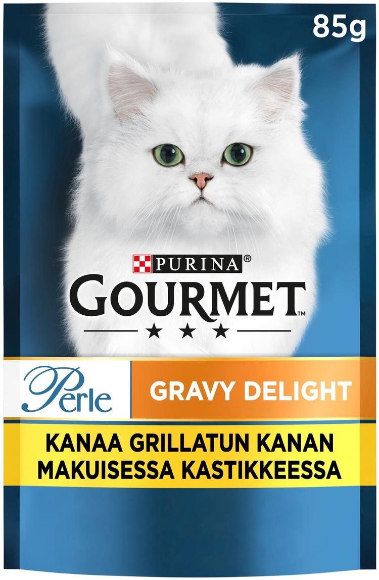 Gourmet 85 g Perle Gravy Delight kanaa ja grillatun kanan makuista kastiketta kissanruoka