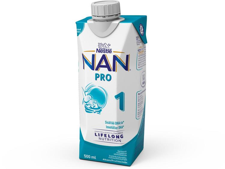 Nestlé Nan 500ml Pro 1 maitopohjainen käyttövalmis äidinmaidonkorvike