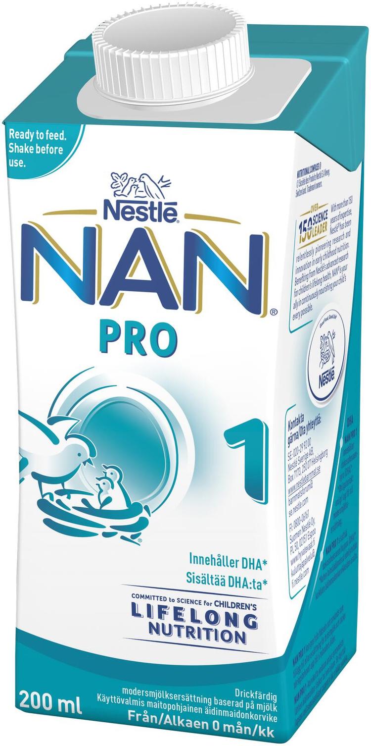 Nestlé Nan 200ml Pro 1 maitopohjainen käyttövalmis äidinmaidonkorvike