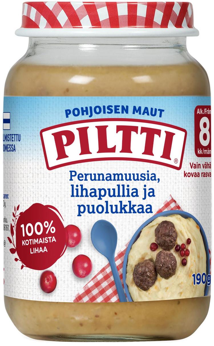 Piltti Pohjoisen maut 190g Perunamuusia lihapullia ja puolukkaa lastenateria 8kk