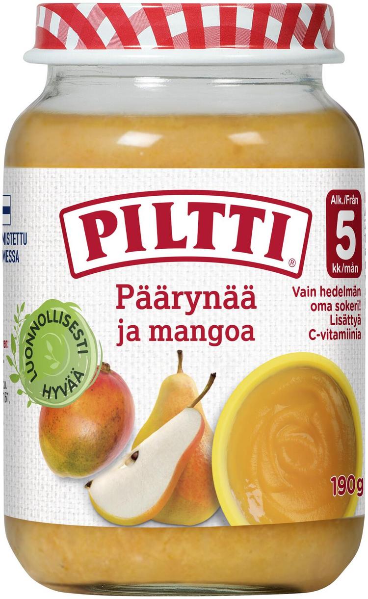 Piltti 190g Päärynää ja mangoa hedelmäsose 5kk