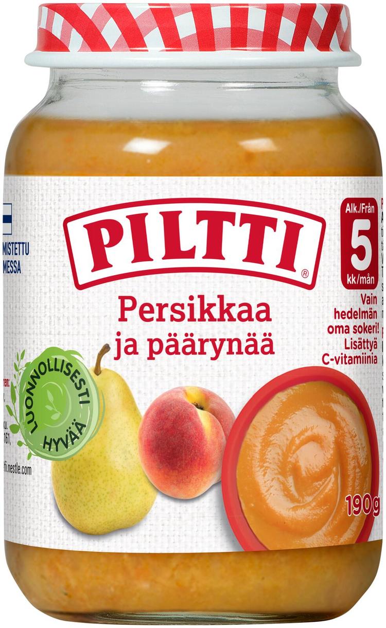 PILTTI 190g Persikkaa ja päärynää hedelmäsose 5kk