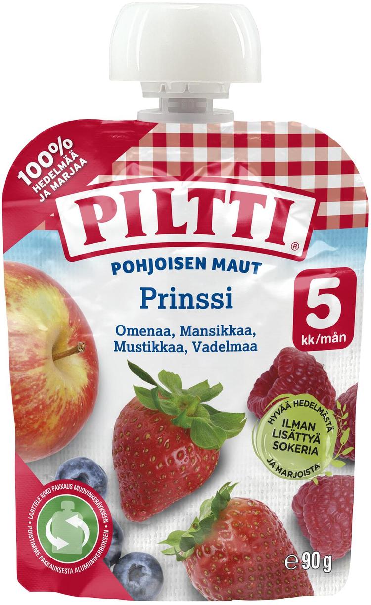 Piltti Pohjoisen maut 90g Prinssi hedelmäsose 5kk annospussi