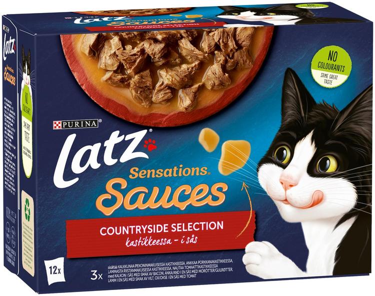 Latz Sensations Sauces 12x85g Countryside lajitelma kastikkeessa 4 varianttia kissanruoka