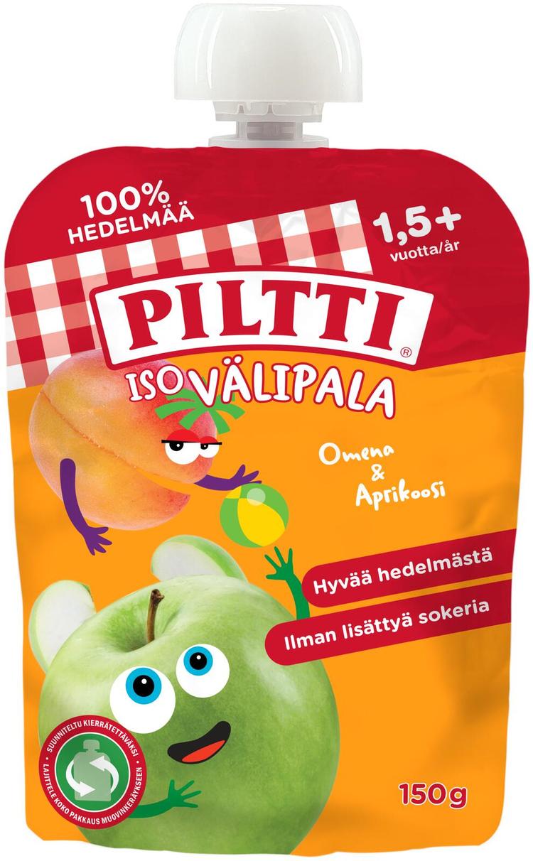 Piltti Iso Välipala 150g Omena ja Aprikoosi 1,5+v annospussi