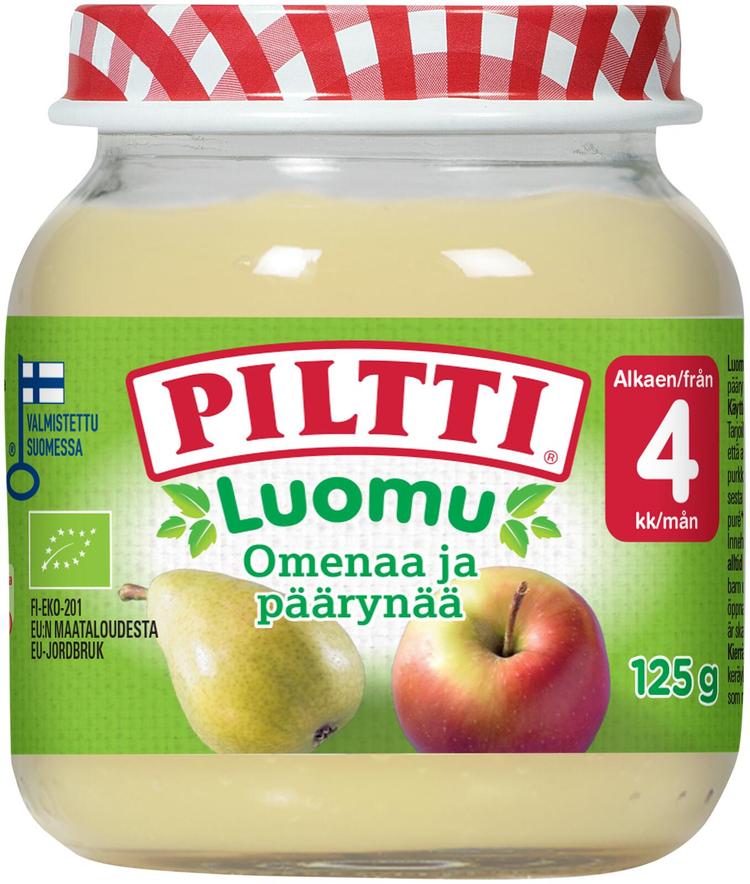 Piltti Luomu 125g Omenaa ja päärynää hedelmäsose 4kk