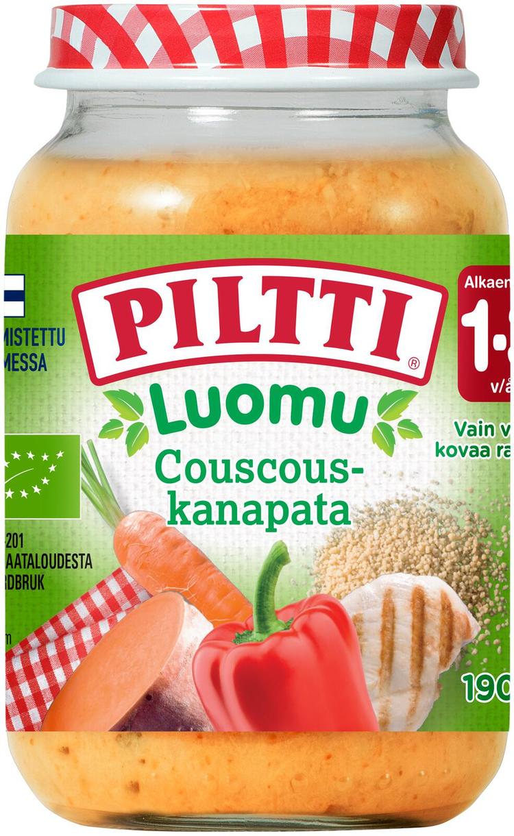 Piltti Luomu 190g Couscous-kanapata lastenateria 1-3v