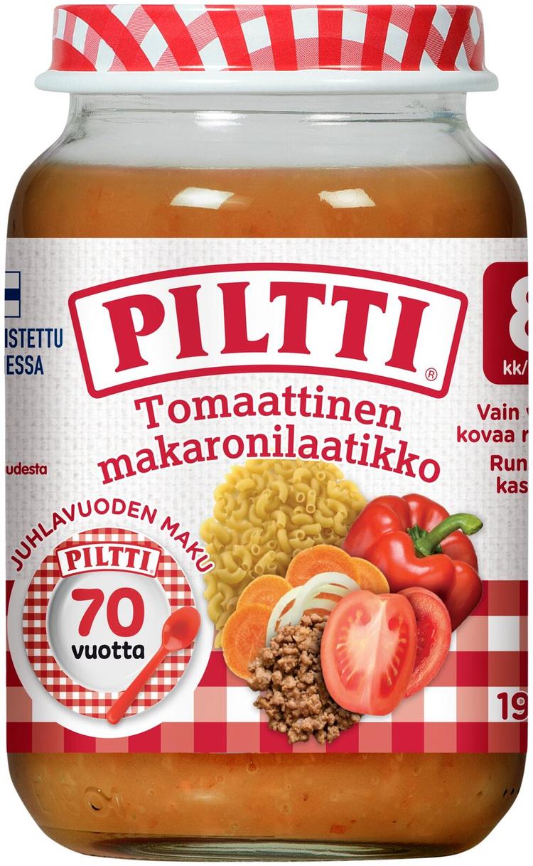 Piltti 190g Tomaattinen makaronilaatikko lastenateria 8kk