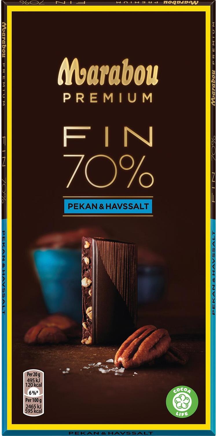 Marabou Premium FIN 70% Pekan & Havssalt suklaalevy 100g