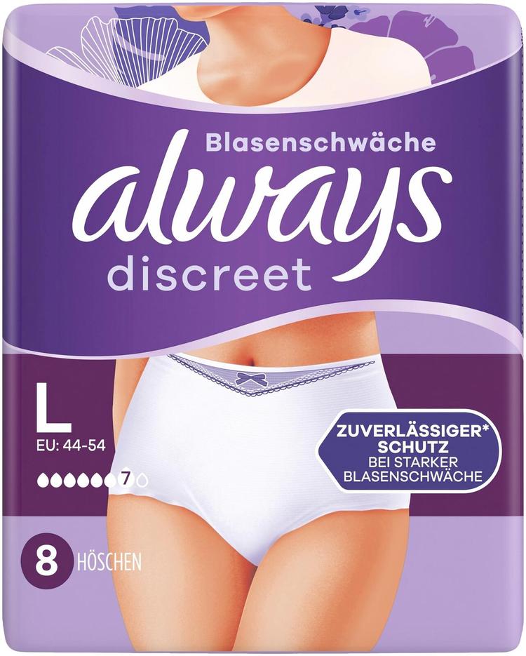 Always 8kpl Discreet Complete Protection Plus L inkontinenssialushousut