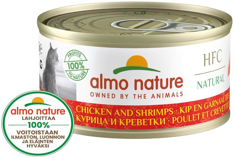 Almo Nature HFC Natural kana & katkarapu kissan täydennysravinto 70 g