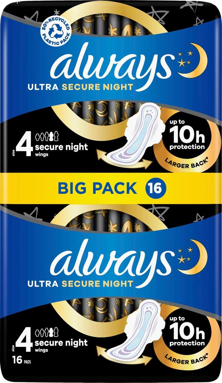 Always 16kpl Ultra Secure Night 4 with wings terveysside