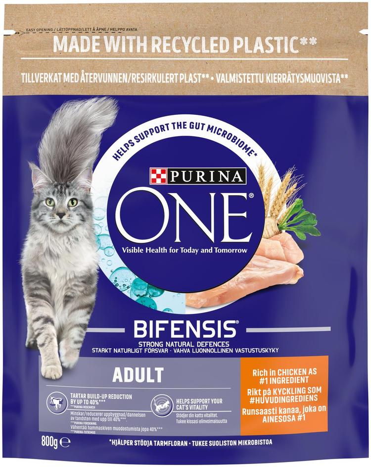 Purina ONE 800g Adult Runsaasti Kanaa ja vehnää kissanruoka