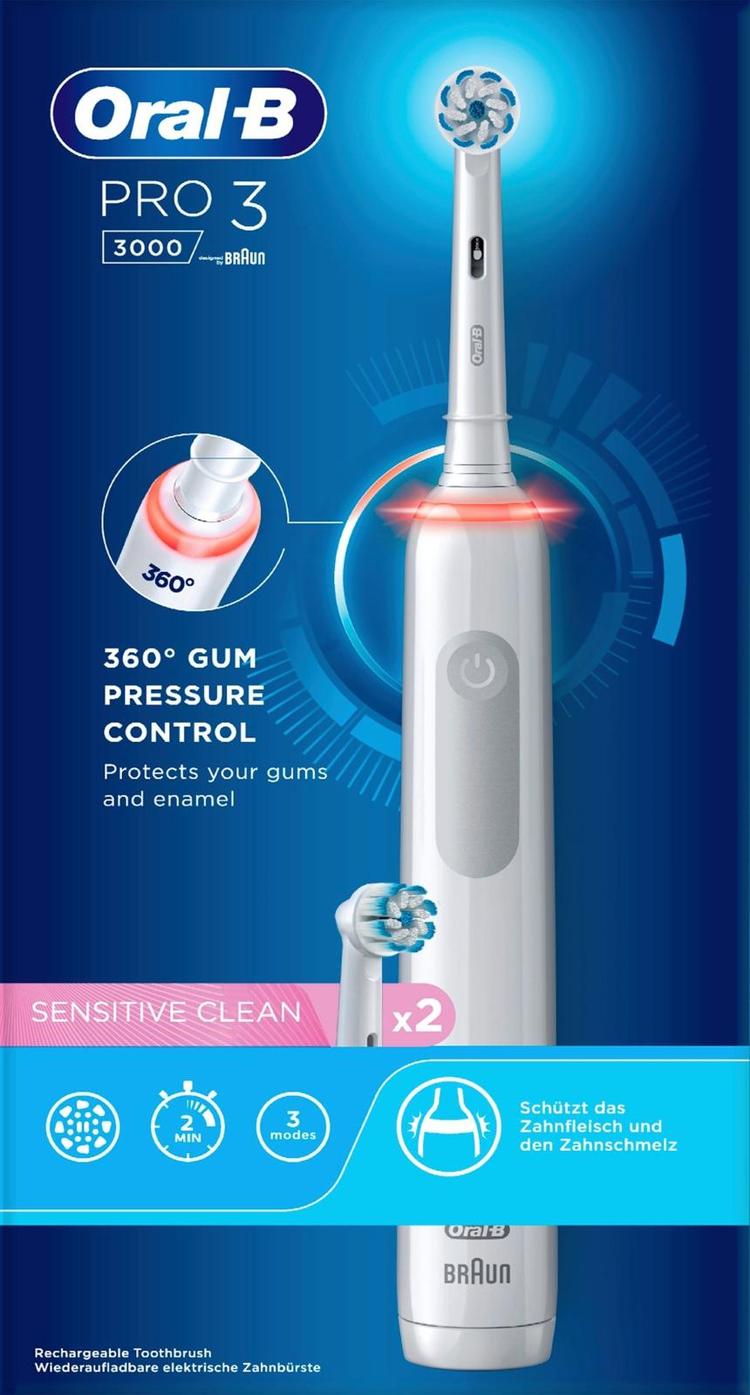 Oral-B PRO3 3000 White Sensitive Clean Sähköhammasharja | S-kaupat ...