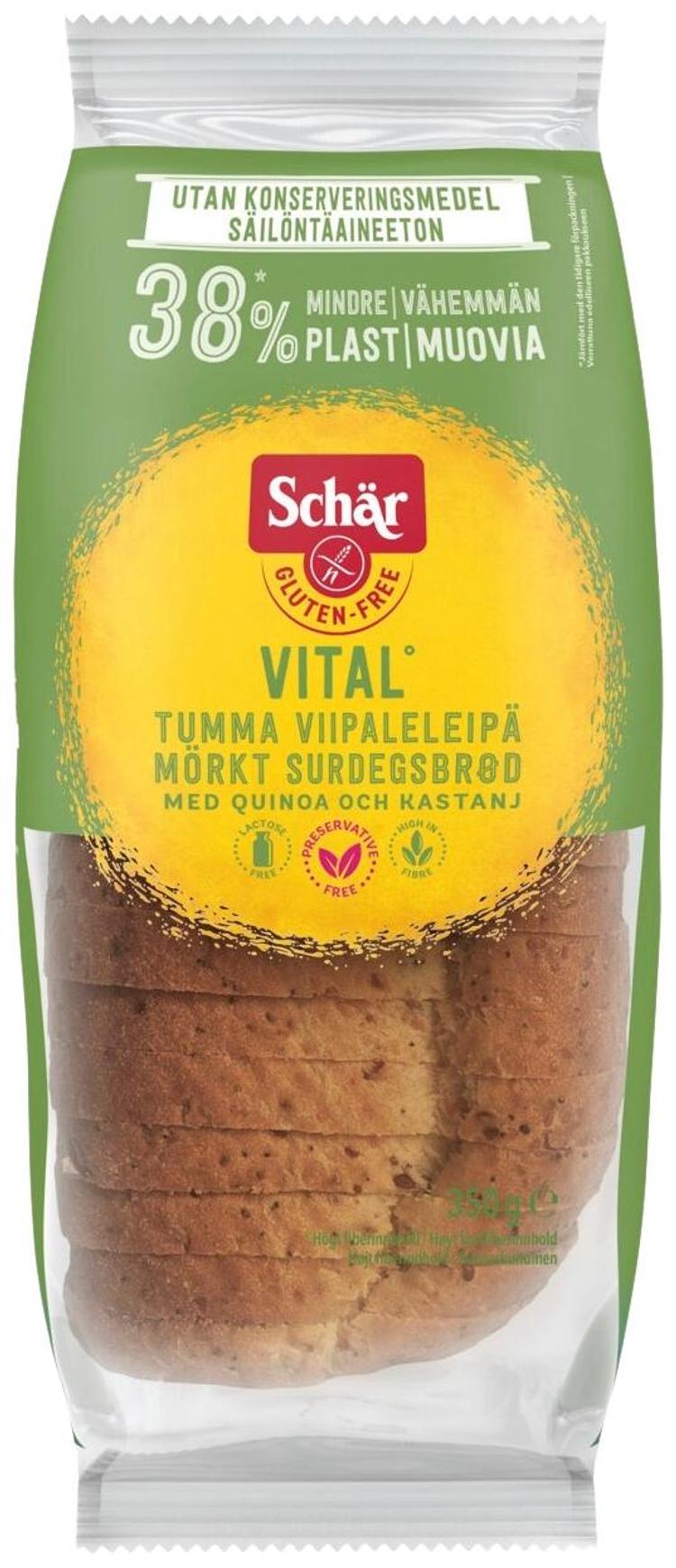 Schär Vital tumma viipaleleipä 350g gluteeniton