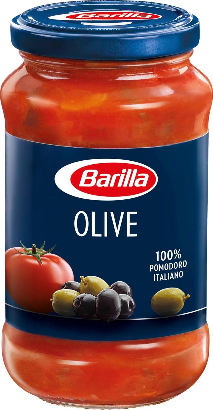 Barilla Olive vihreät ja mustat oliivit tomaattikastike 400g