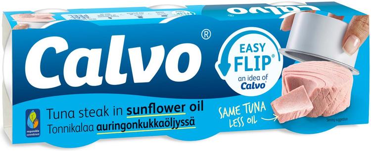 Calvo tonnikala auringonkukkaöljyssä 3x65/52g