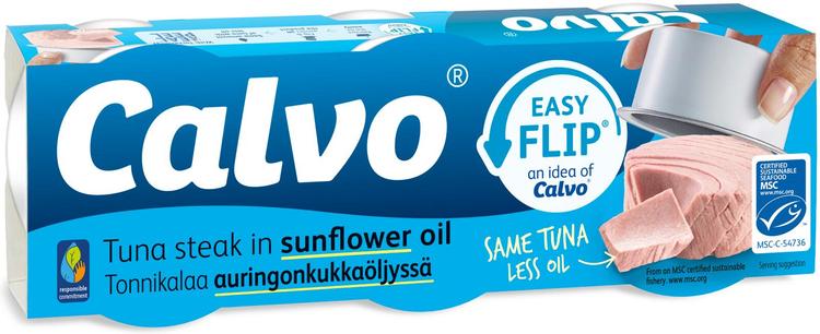 Calvo tonnikala auringonkukkaöljyssä MSC 3x65/52g