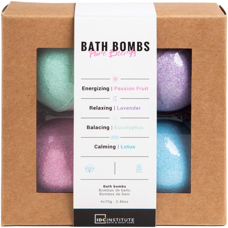 IDC INSTITUTE Pure Energy Bathbombs set kylpypommi lajitelma 4x70g.