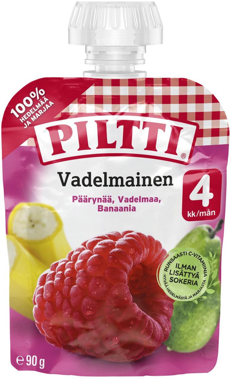 Piltti 90g Vadelmainen hedelmäsose 4kk annospussi