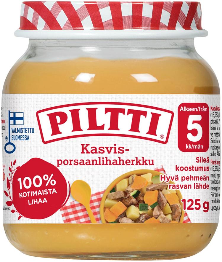 Piltti 125g Kasvis-porsaanlihaherkku lastenateria 5kk