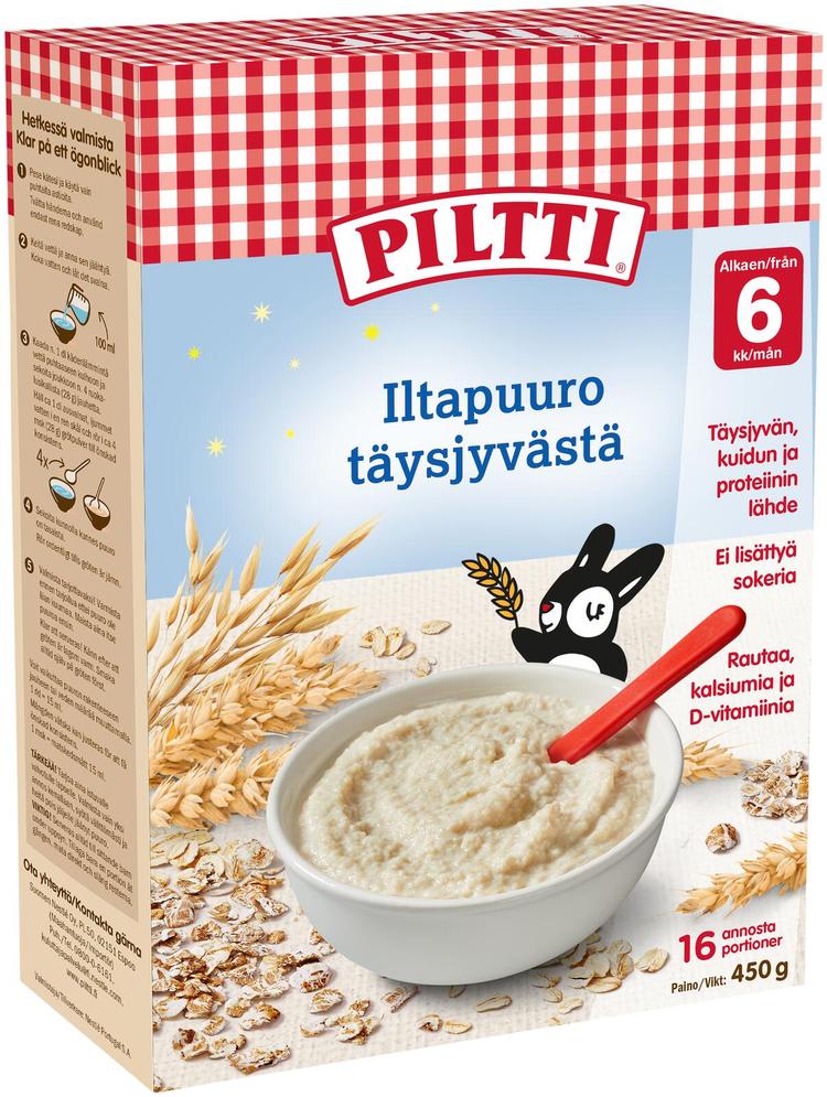 Piltti 450g Iltapuuro täysjyvästä puurojauhe 6kk