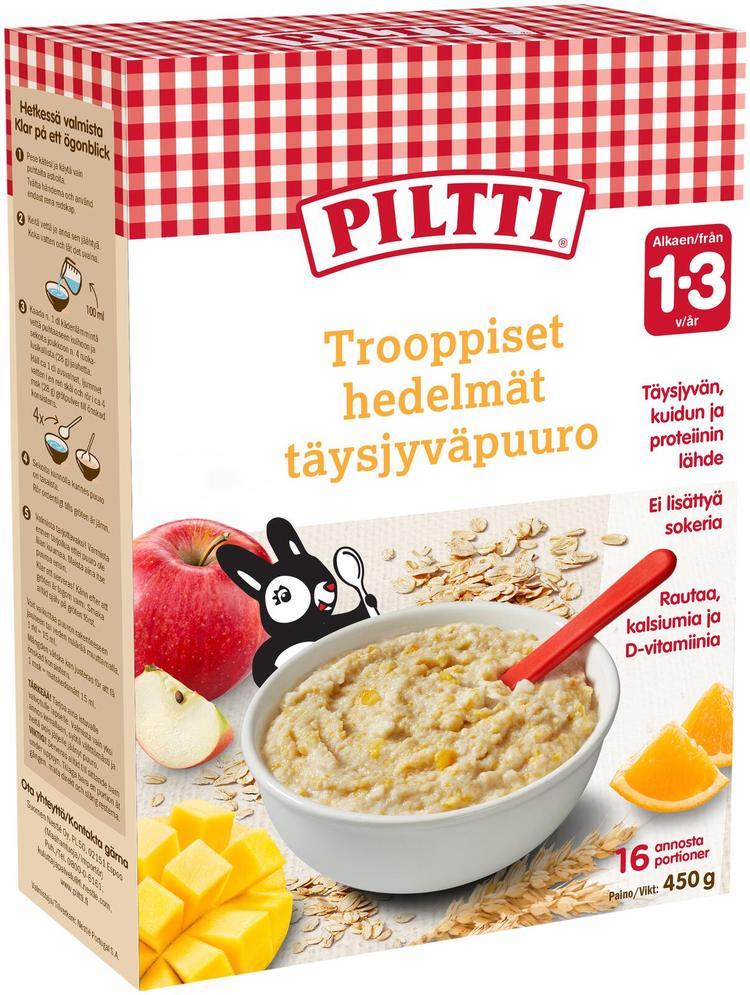 Piltti 450g Trooppiset hedelmät täysjyväpuurojauhe 1-3v