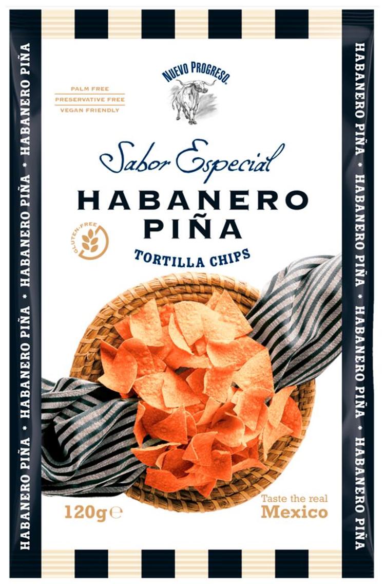 Nuevo Progreso Sabor Especial Habanero Piña Tortilla Chips habaneronmakuiset maissilastut 120g pussi