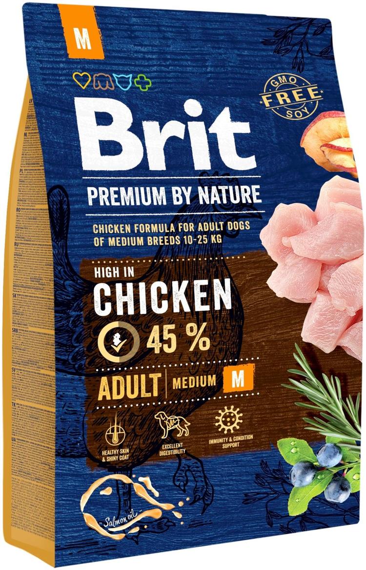 Brit Premium by Nature Adult M keskikokoisten rotujen aikuisille koirille 3 kg