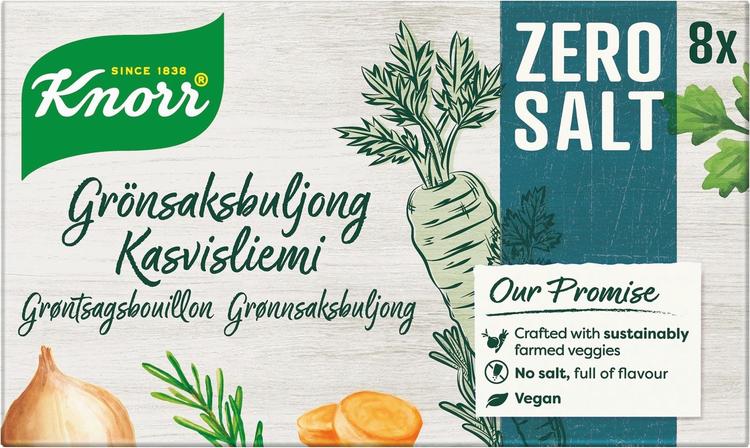 Knorr Zero Salt Kasvis Liemikuutio Suolaton 8x9g