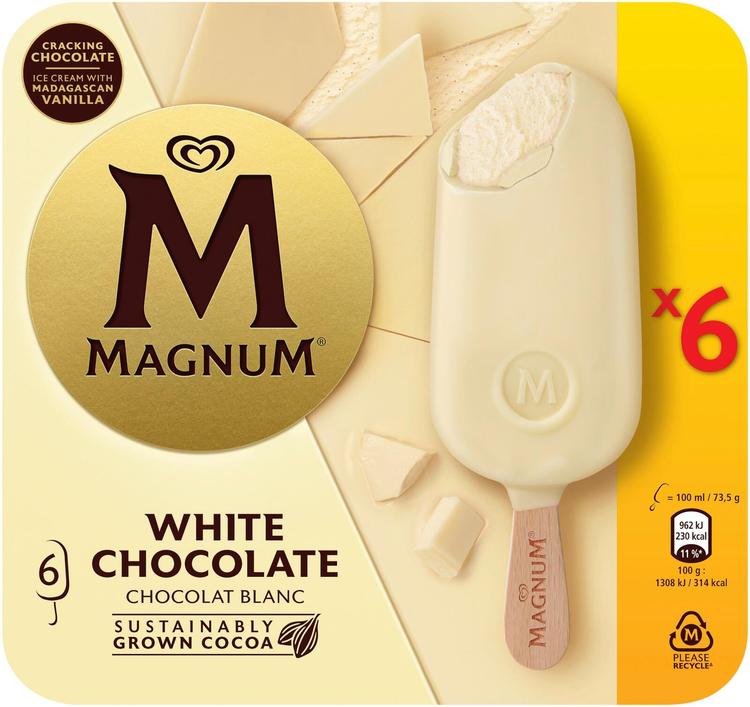 Magnum  White Chocolate Jäätelö Monipakkaus​     600ml/441g 6kpl