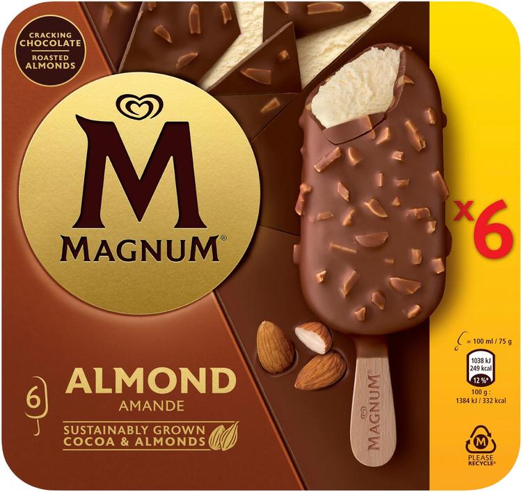 Magnum Almond Jäätelö Monipakkaus 600ml/450g 6 kpl