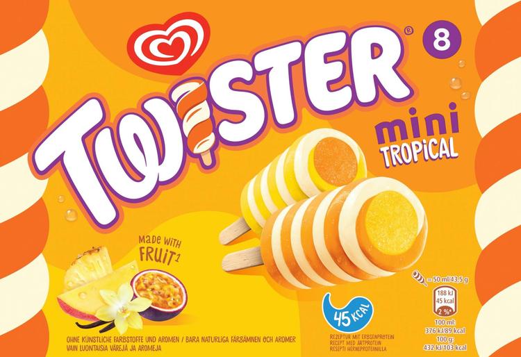 Twister Tropical Jäätelö Monipakkaus 8kpl 400 ml/348g